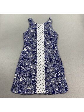 Lilly Pulitzer x Target Sheath Dress Womens 4 Blue Upstream Fish Print